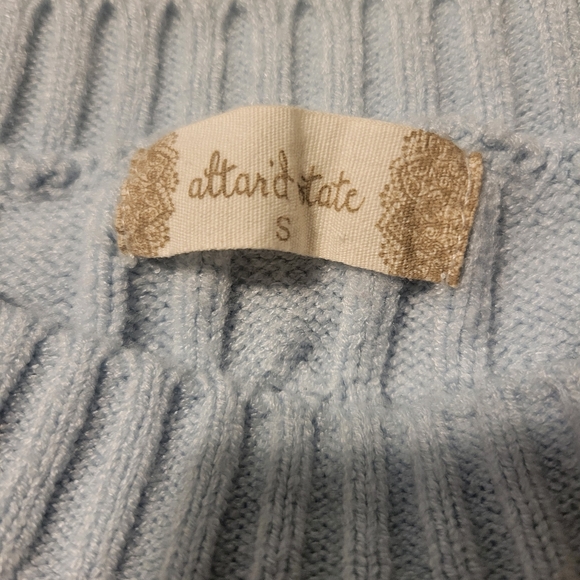 Altar'd State Charlie Cropped Cable Knit Sweater Women's Light Blue Size S - Picture 7 of 7